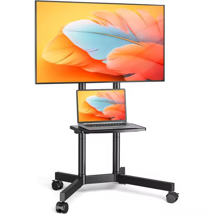 Ruedas para Televisión de 32-75 Pulgadas Altura Ajustable Móvil Soporte de Almacenamiento de TV con Bala hasta 40kg VESA 400x400mm - 1