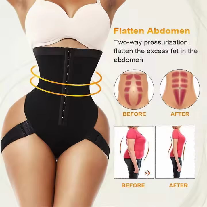 2 en 1 Mujer de gran tamaño Peach Butt Lifter Curvy Tummy Shaper Cintura alta Body ShaperY BSSM - 1