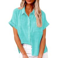 Camisa Simple y a la Moda para Mujer Algodón y Lino Informales, Clásicas con Manga Corta y Borlas - details 6