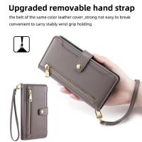 Funda magnética de cuero PU, funda tipo billetera con tapa Realme C21, cuerda colgante multifuncional - details 7