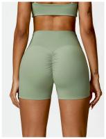 Pantalones cortos de Yoga de cintura alta afilados para mujer, pantalones cortos deportivos ajustados de secado rápido con realce de melocotón para correr y Fitness - details 28