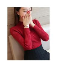 Suéter con volantes y cuello simulado para mujer, jerséis lisos de punto de manga larga, suéter informal a rayas para mujer, Otoño Invierno 2023 - details 3
