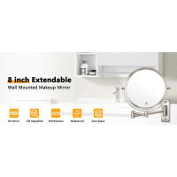 Tocador montado en la pared - Espejo de baño extensible giratorio de doble cara con aumento de 10x y acabado en níquel - details 0