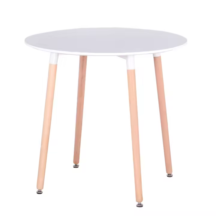 EGOONM-Mesa redonda nórdica de madera maciza, pequeña sala de estar familiar, Simple y moderna, mesa de comedor blanca - 1