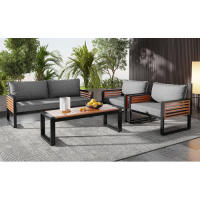 Juego de Exteriores de Jardín Marco de Hierro Galvanizado Mesa de Comedor de 4 Piezas - details 14