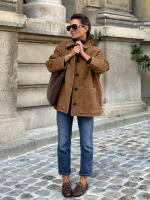 Chaqueta de ante con cuello marrón para mujer, abrigo holgado y grueso de media a larga, moda de invierno, 2024 - details 5