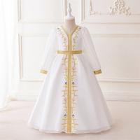 Vestido de princesa de manga larga bordado para niñas, disfraz de flores para niñas, vestido árabe de Dubái, bata musulmana de Ramadán. - details 26