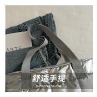 Moda señoras Tote bolsos de gran capacidad de algodón acolchado bolsa de compras rombo bolso portátil acolchado sólido para viajes de ocio - details 4