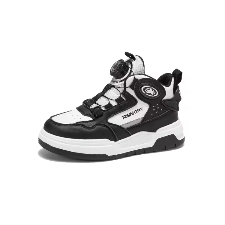 Nuevos zapatos de plataforma alta con botón giratorio para niños de moda, superficie de cuero para niños de hip-hop - 1
