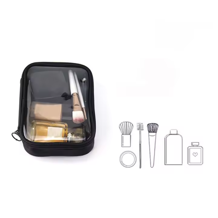 Neceser de viaje con cremallera de nailon Simple para mujer, bolsa de almacenamiento para baño, estuche de maquillaje, bolsa de almacenamiento de cosméticos de malla - 1