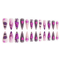 Kit de puntas de Arte de uñas artificiales de Halloween, Kit de uñas postizas con patrón de red de araña, Kit de manicura DIY en casa - details 4