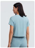 Blusa holgada sin costuras para mujer, Top corto de manga corta para Yoga, correr, Fitness, gimnasio, secado rápido - details 12