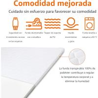 Tope para colchón de Espuma (160W x 200L x 6H cm de Altura, con Funda Lavable), Color Blanco - details 1