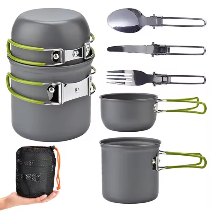 Utensilios de cocina para acampada, cubiertas, quemadores, cuchillos y tenedores plegables, ollas y sartenes portátiles - 1