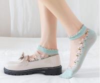 Calcetines Bordados florales de algodón para mujer, conjunto de 10 pares, primavera y verano - details 3