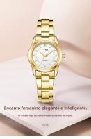 Reloj para Mujer de Acero Inoxidable 2025 Diseño Nórdico Minimalista, Esfera Dorada Luminiscente, Movimiento MIYOTA Japonés, 3ATM Impermeable, Ideal para Ejecutivas y Regalos de Lujo - details 0