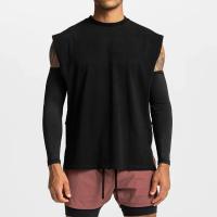 Camiseta sin mangas para correr de Color sólido para hombre, cuello redondo, absorbente de humedad, chaleco cortado de secado rápido, camisa deportiva de verano - details 2