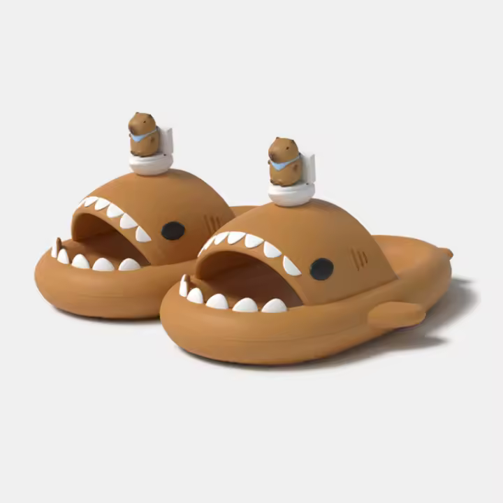 Lindo tiburón de dibujos animados pareja zapatillas mujer verano desgaste fondo grueso antideslizante interior hogar fresco zapatillas hombres - 1