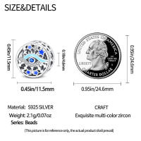 Abalorio DIY Ojo de Asilo plateado para mujer, joyería de cumpleaños, pulsera con piedra de circón principal y Material metálico - details 22