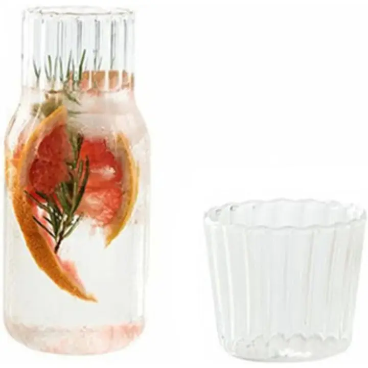 Set de Botella de Agua de Cristal Jugosas Transparentes Tazas de Té Recipientes de Leche para el Hogar - 1