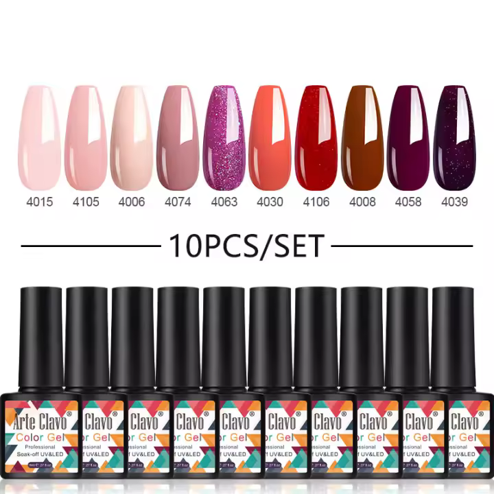 Arte Clavo gel pulido conjunto de 10 piezas barniz de gel 8ml remojo semipermanente de uñas en la superficie mate LED ultravioleta - 1