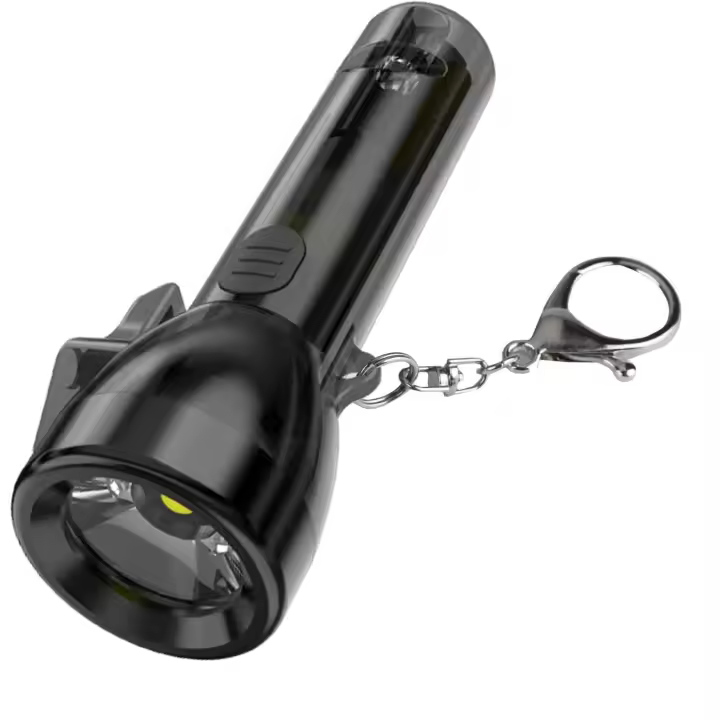 Linterna con llavero, luz de llavero de 200 lúmenes, mini llavero con linterna, 7 modos, linterna recargable por USB con cortador y silbato, linterna EDC para la noche, camping - 1