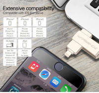 Disco de Memoria USB WANSENDA de Metal 256GB 128GB 64GB 3.0 para iPhone 14 Pro/13/12/11/XR. Pen Drive OTG con Interfaz Hardware Lightning Diseño de Rotación - details 9