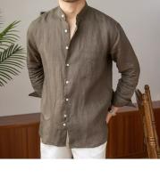 Camisa de Lino para Hombre Verano 2025 Cuello Henley Elegante Manga Larga Transpirable - details 14