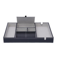 Caja de Almacenamiento de Cuero PU Negro con 6 Rejillas para Llaves y Cambios Caja de Exhibición de Joyería para Escritorio Recipiente de Almacenamiento Rectangular Removible y Plegable - details 9