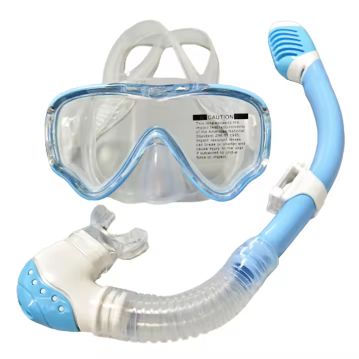 Conjunto de Snorkel para niños, máscara de buceo antivaho, Top seco, máscara de Snorkel superior con ojos grandes para niños y niñas - 1