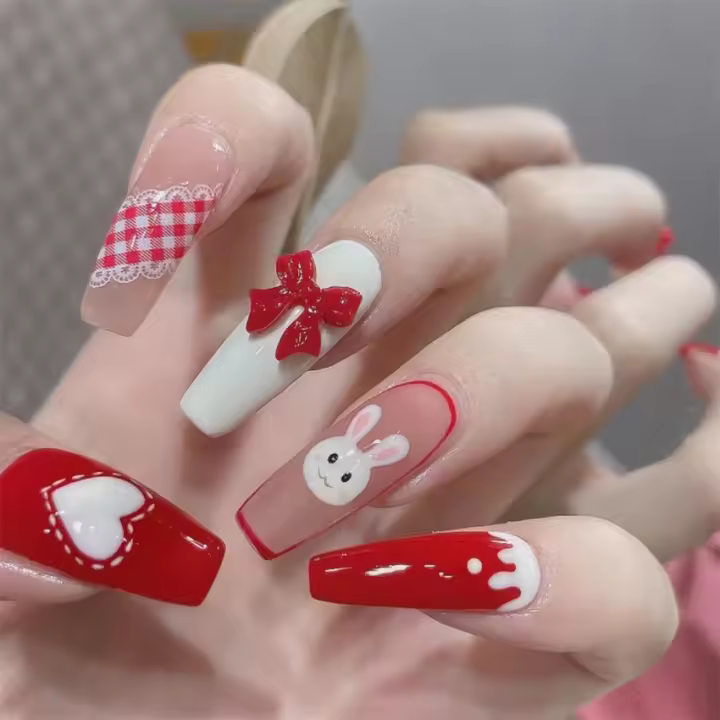 Uñas Postizas de Acrílico Morado Gradiente con Estrellas y Nubes 24PCS Ideal para Novias - 1