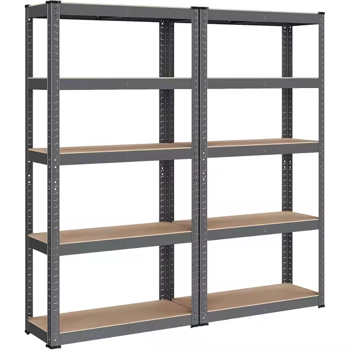 2 Estanterías Almacenaje de 5 Niveles, Estantería Metálica, Modular, Garaje, Almacén, Trastero, Cocina, Carga de 875 kg, 40 x 90 x 180 cm, Plata GLR040E02 - 1