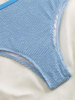 Conjunto de Bikini de cintura alta para mujer, traje de baño de color naranja liso, bañador de playa, Verano - details 25