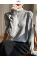 Suéter de cuello semialto para mujer, Otoño/Invierno, lana fina hilada, informal, tejido con cuentas para uñas, Tops, blusa de encaje splicieng versátil - details 5