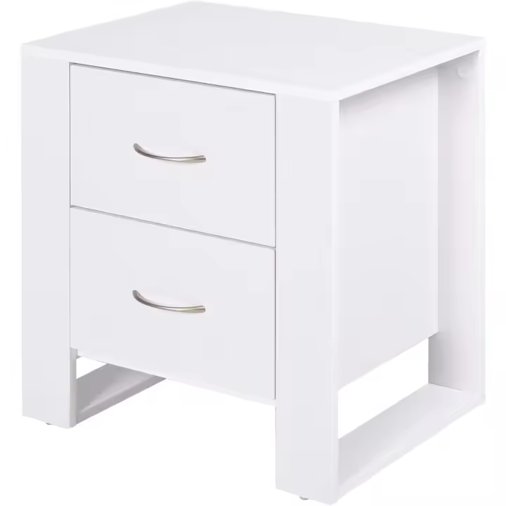 2 Cajones Patas y Base Elevada para Dormitorio Mesa Lateral para Sala de Estar Estilo Moderno 48x39x54 cm Roble - 1
