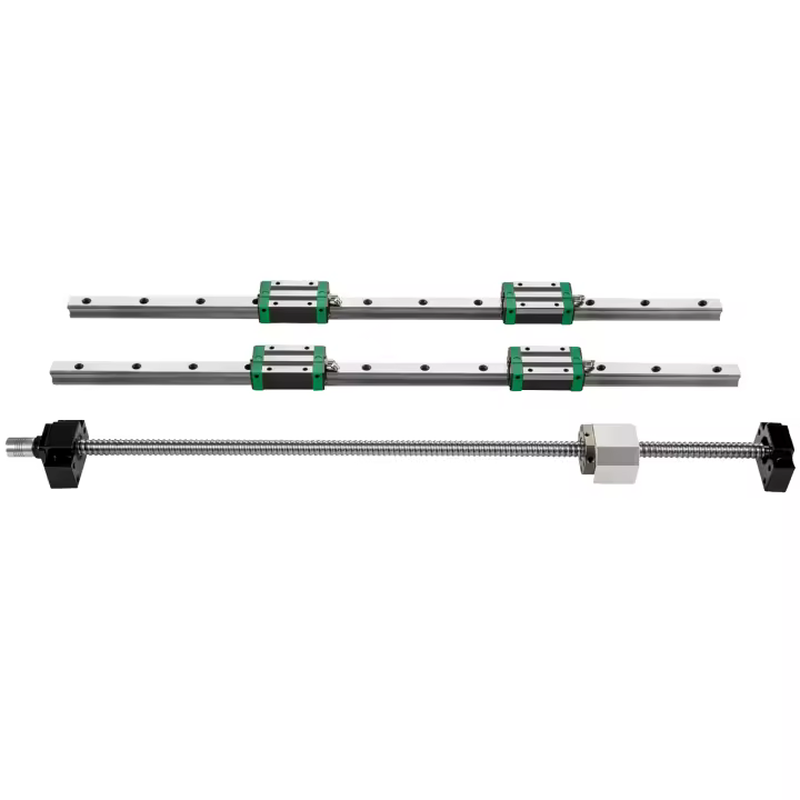 SucceBuy Riel de guía lineal, 2 rieles deslizantes HGR20-1000 mm con 1 tornillo de bolas RM1605-1000 mm, kit BF12/BK12, rieles lineales cuadrados para enrutadores CNC, tornos y molinos de bricolaje - 1