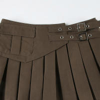 BUNO-Y2K Falda plisada de retazos de encaje para mujer, minifaldas coreanas Harajuku de cintura alta, ropa de calle informal, faldas acampanadas, novedad de 2025 - details 9