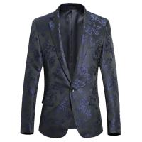 Chaqueta de esmoquin Floral para hombre, traje bordado rosa - details 2