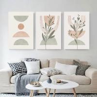 Pintura Nórdica en Líneas Geométricas para Decoración de Pared Póster de Hojas Boho Abstracto Imagen de Pintura Decorativa para Dormitorio y Hogar Marca DHROOM Material Lienzo - details 2