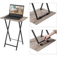 Mesa Auxiliar Plegable de 2, Mesa Lateral para Sofá, Escritorio Pequeño para Portátil, Mesa de TV Plegable pequeña, Estructura de Almacenamiento Fácil, Marrón Rústico y Negro EBF25BZ01 - details 14
