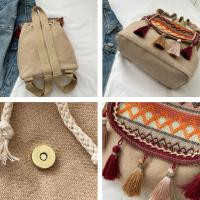 Mochila de estilo étnico con borlas, bolso escolar pequeño de lona, ​​bolso de hombro con borlas, bolso escolar bordado de estilo coreano de gran capacidad - details 22