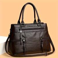 Elegante Bolso Cruzado para Mujer Alta Calidad, Múltiples Bolsillos, Correa Ajustable Cómoda, Cierre de Cremallera, Disponible en Café, Negro, Marrón Ligero, Khaki, Color Sólido, Bolso Casual - details 8