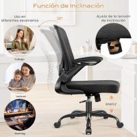 9060 Silla de oficina ergonómica con reposabrazos plegables, silla de ordenador giratoria de malla de 360 ° , gris claro - details 17