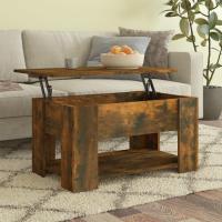 Mesa de centro, mesa auxiliar, consola lateral, salón, sofá, sala de estar, cafetería, muebles, mobiliario, madera contrachapada blanca, 79x49x41 cm - details 9