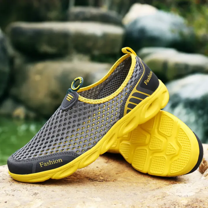 Zapatos de verano ligeros, súper transpirables, finos, de malla de una sola capa, tela de malla completa, antiolor, huecos, control remoto, - 1
