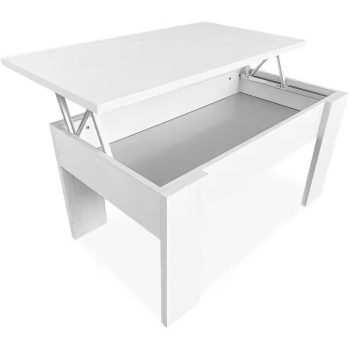 Duérmete Online - Mesa de Centro Elevable, Mesita de Salón o Comedor, Madera, Acabado en Color Blanco, Medidas: 90 cm (Ancho) x 50 cm (Fondo) x 46-57 cm (Alto) - 1