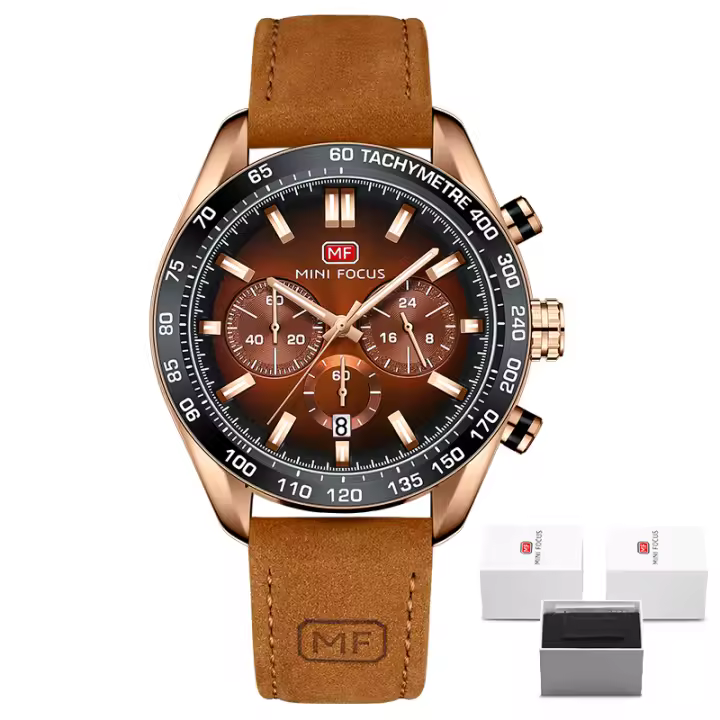 Reloj de cuarzo informal para hombre, correa de cuero genuino Crazy Horse, luminoso, resistente al agua, reloj de moda, regalo para él - 1