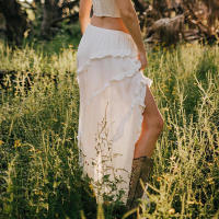 BUNO-Faldas Midi de cintura baja con ribete blanco para mujer, faldas largas divididas con lazo, Fairycore, verano, francés, vacaciones, playa, Y2K - details 4