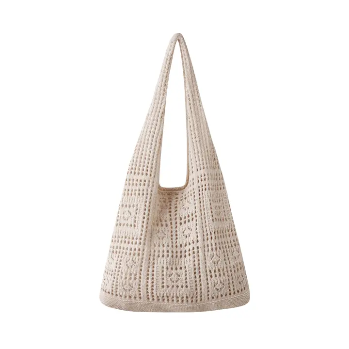 Bolso de hombro de punto, bolso de playa grande de ganchillo, bolso Hobo, bolsos de mano estéticos para mujer - 1