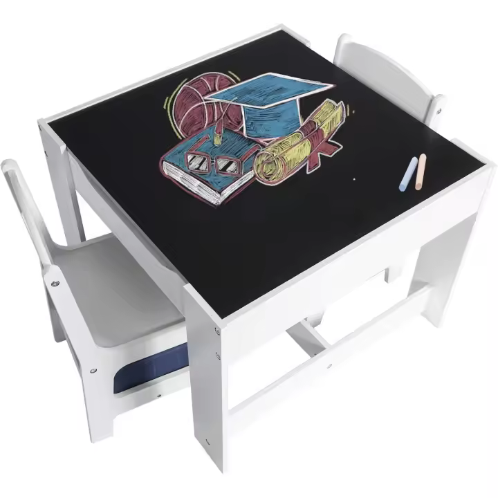Infantiles Grupo de Asientos para Niños Muebles de Madera y MDF para Niños con Espacio de Almacenamiento Gris - 1